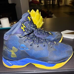 Under Armour Navy & Yellow High-Top Basketball Shoes